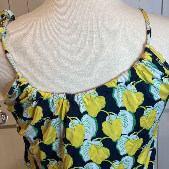 Tory Burch Navy Leaf Printed Tank Top 100% Silk - Picture 3 of 4